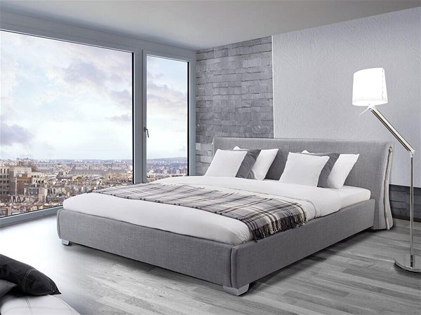 Postel BELIANI postel PARIS 140 × 200 cm, eko kůže, šedá ...