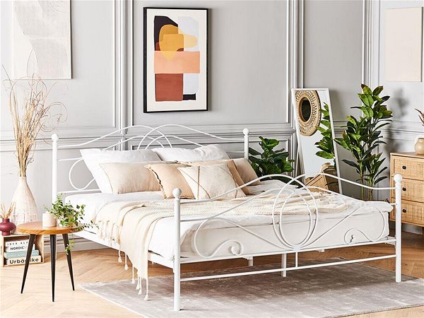 Postel BELIANI postel LYRA 140 × 200 cm, kovová, bílá ...