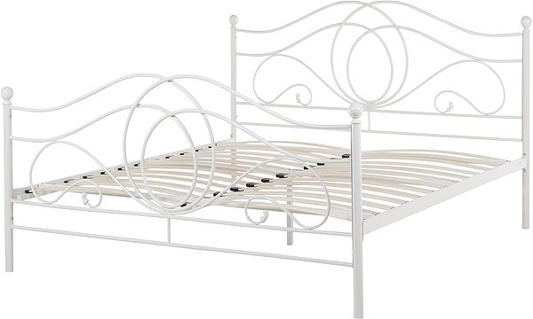 Postel BELIANI postel LYRA 140 × 200 cm, kovová, bílá ...