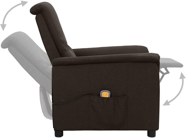 Masážní křeslo Shumee zvedací polohovací tmavě hnědé textil, 3093286 ...