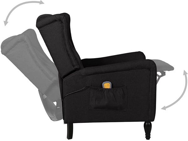 Masážne kreslo Shumee polohovacie čierne textil, 329332 ...