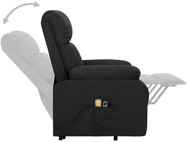 Masážne kreslo Shumee zdvíhacie polohovacie čierne textil, 329597 ...