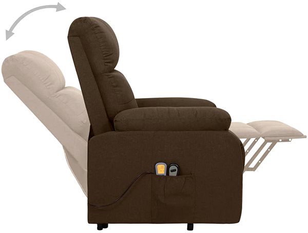 Masážní křeslo Shumee zvedací polohovací tmavě hnědé textil, 329600 ...