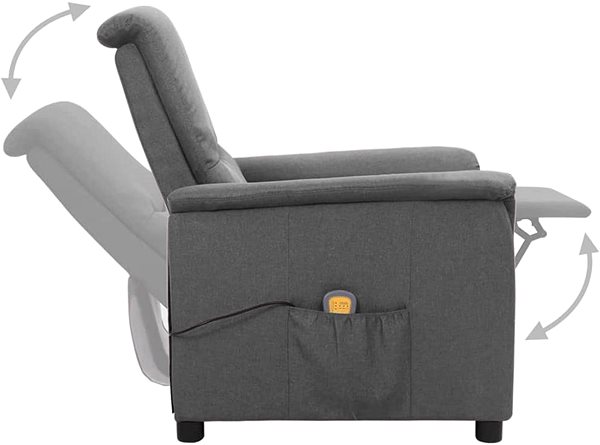 Masážní křeslo Shumee polohovací světle šedé textil, 338906 ...