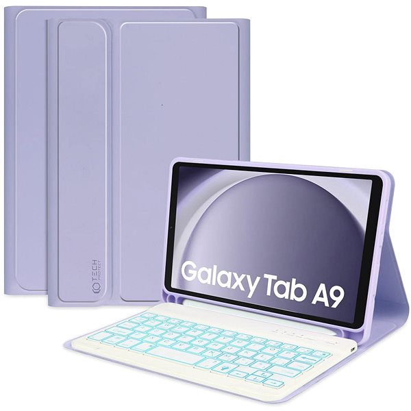Puzdro na tablet Tech-Protect SC Pen puzdro s klávesnicou na Samsung Galaxy Tab A9 8.7'', fialové ...