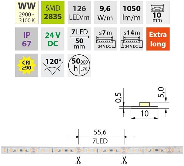 McLED - Sauna LED Strip Set WW 3m.