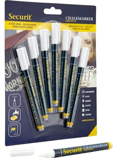Marker SECURIT chalk, 1-2 mm, white - pack of 7 ...