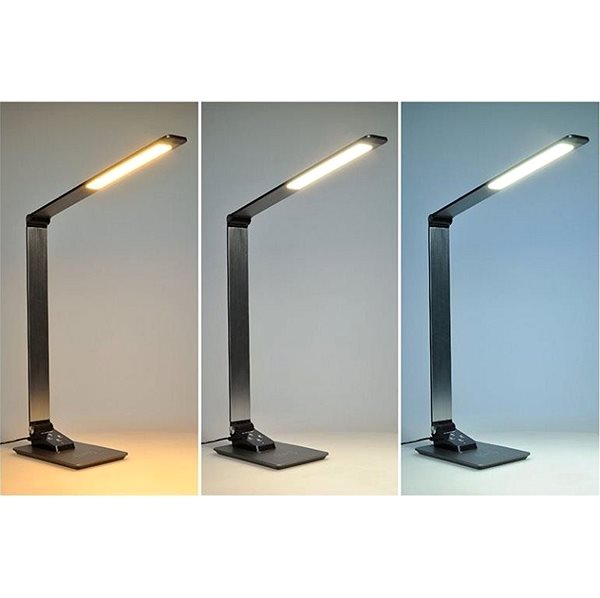 Asztali lámpa Solight LED asztali lámpa, dimmelhető, 10W, induktív töltés, színváltoztatás, alumínium, szürke ...