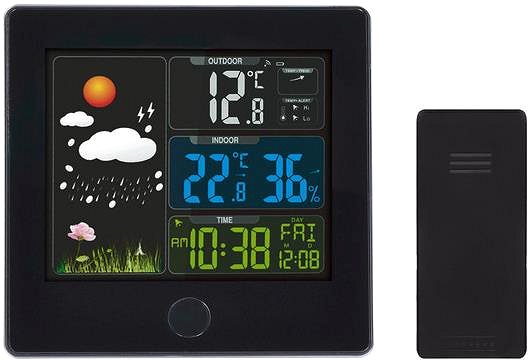 Időjárás állomás Solight Időjárás állomás, színes LCD, hőmérséklet, páratartalom, RCC, fekete ...