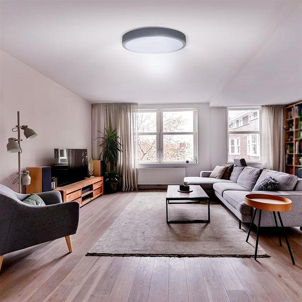 Solight LED ceiling light with remote control Grey, 38cm .