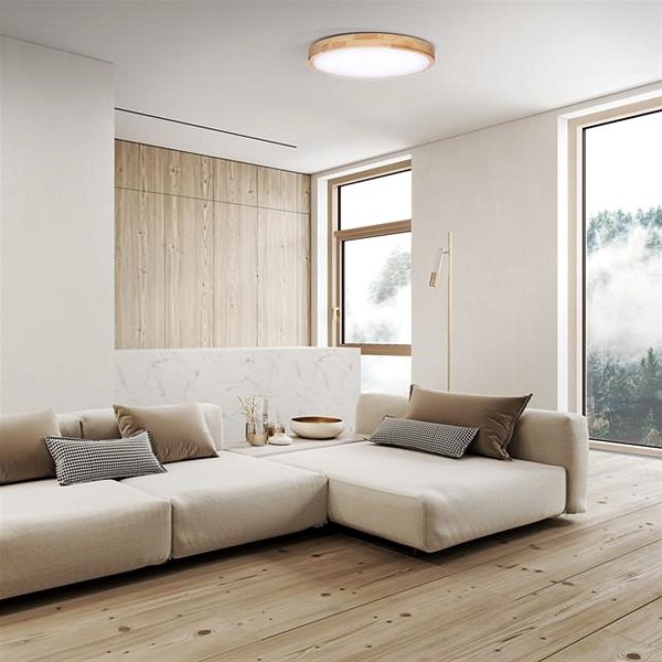 Deckenleuchte Soliht LED-Beleuchtung mit Fernbedienung Solid Oak, 39cm ...