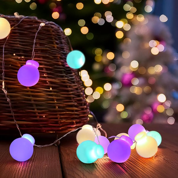 Lichterkette Solight LED-Weihnachtskette farbige Kugeln, 40 × LED, 4 m ...