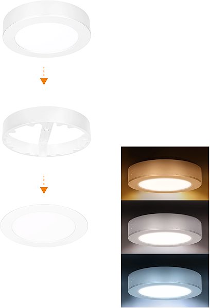 Deckenleuchte Solight LED-Mini-Panel für Badezimmer 2-in-1 WD240-W, Einbau-/Aufbauversion, 17 cm, Weiß ...