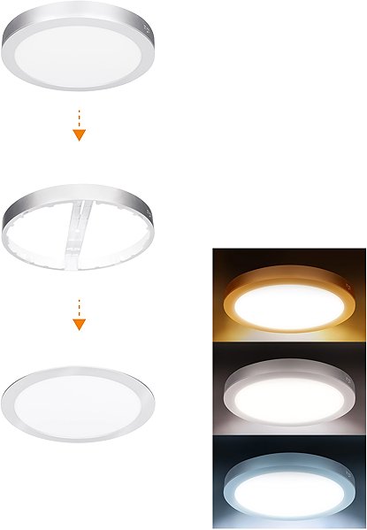 Deckenleuchte Solight LED-Mini-Panel für Badezimmer 2in1 WD242-W, Einbau-/Aufbauversion, 22.5 cm, silber ...