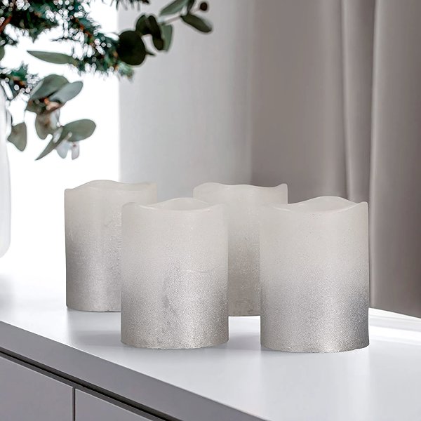 LED candle Solight LED candle set with timer, 4× candle, 6,5 cm, silver .
