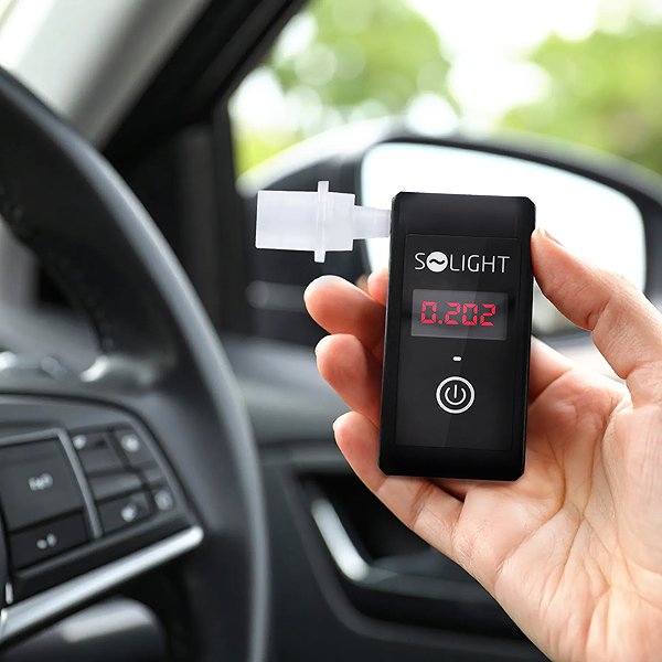 Solight Mini Breathalyser, Fuel Cell, 0.0–5.0‰ BAC, sensitivity 0.08‰.