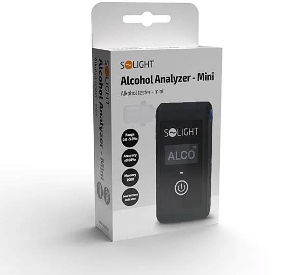 Solight Mini Breathalyser, Fuel Cell, 0.0–5.0‰ BAC, sensitivity 0.08‰.