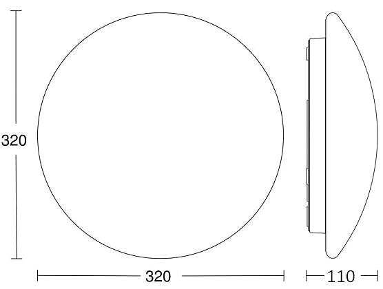 Ceiling Light Steinel 058579 - LED Bathroom Ceiling Light with Sensor RS PRO, LED/16W/230V/IP54 Technical draft