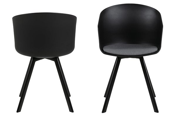 Jedálenská stolička Design Scandinavia Jedálenská stolička Mona (Súprava 2 ks), tkanina, čierna ...