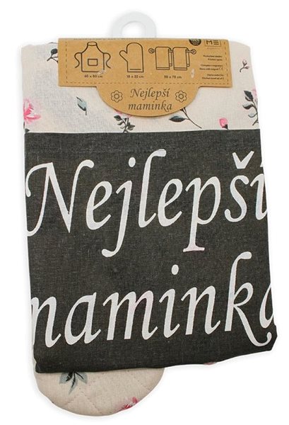 Zástěra Home Elements Set Nejlepší maminka, zástěra, chňapka s magnetem, dvě utěrky ...