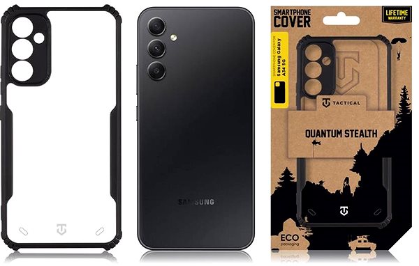 Telefon tok Tactical Quantum Stealth Samsung Galaxy A34 5G átlátszó/fekete tok ...