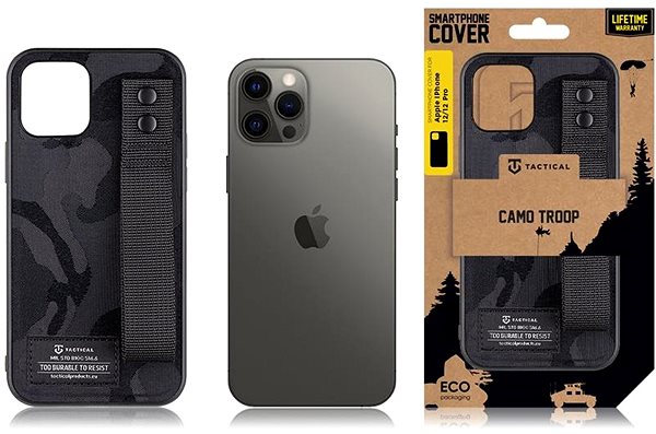 Kryt na mobil Tactical Camo Troop Drag Strap Kryt pro Apple iPhone 12/12 Pro Black ...