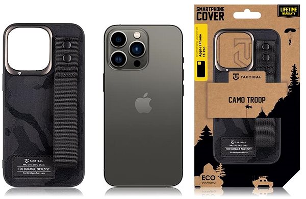 Kryt na mobil Tactical Camo Troop Drag Strap Kryt pro Apple iPhone 13 Pro Black ...