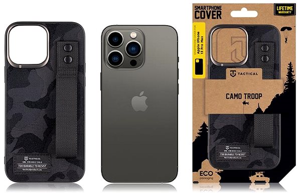 Kryt na mobil Tactical Camo Troop Drag Strap Kryt pro Apple iPhone 13 Pro Max Black ...