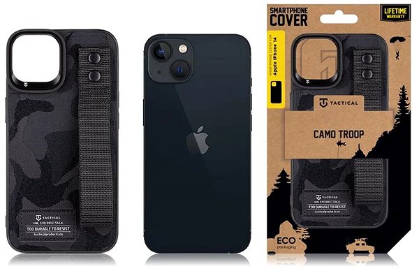 Telefon tok Tactical Camo Troop Drag Strap Kryt pro Apple iPhone 14 Black ...