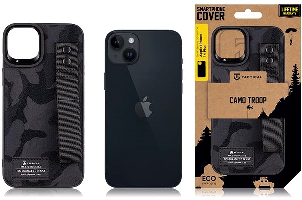 Telefon tok Tactical Camo Troop Drag Strap Apple iPhone 14 Plus Black tok ...