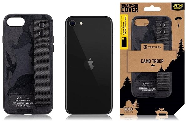 Telefon tok Tactical Camo Troop Drag Strap Kryt pro Apple iPhone 7/8/SE2020/SE2022 Black ...
