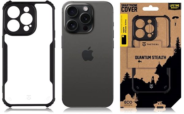 Handyhülle Tactical Quantum Stealth Cover für Apple iPhone 15 Pro Clear/Black ...