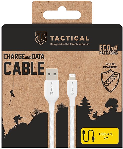 Napájací kábel Tactical Stitch Thread Cable USB-A/Lightning 2 m White ...