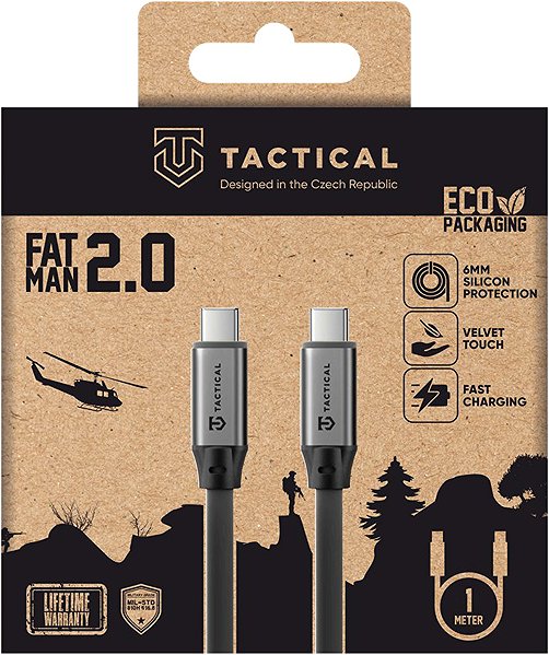 Tápkábel Tactical Fat Man 2.0 Cable USB-C/USB-C, 1 m, Grey ...