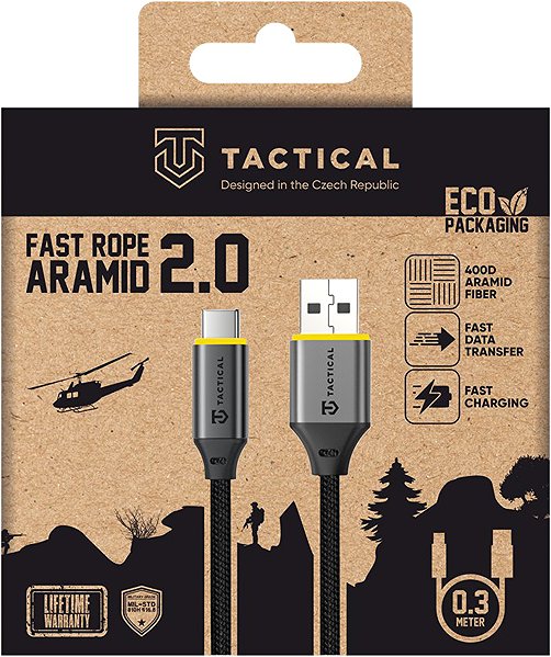 Tápkábel Tactical Fast Rope Aramid 2.0 Cable USB-A/USB-C, 0,3 m ...