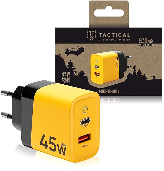 Töltő adapter Tactical Microgrid GaN 45W Yellow ...
