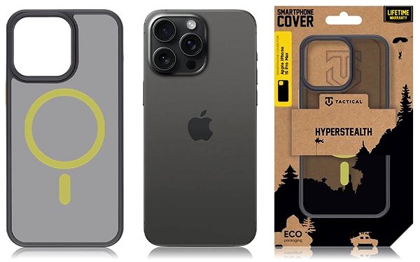 Handyhülle Tactical MagForce Hyperstealth 2.0 Hülle für das iPhone 15 Pro Max Black/Yellow ...