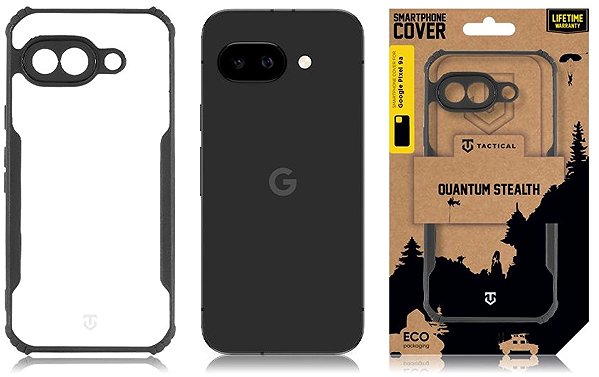 Telefon tok Tactical Quantum Stealth Google Pixel 9a átlátszó / fekete tok ...