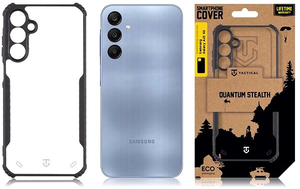 Telefon tok Tactical Quantum Stealth Samsung Galaxy A25 5G átlátszó/fekete tok ...
