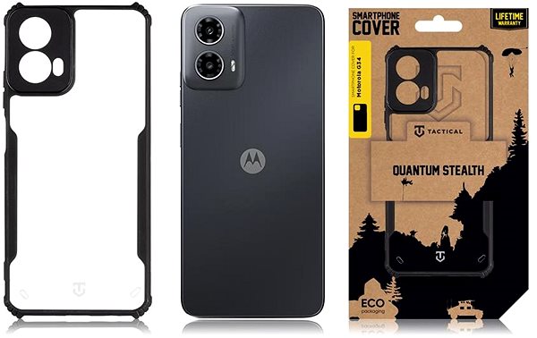 Mobiltelefon tok Tactical Quantum Stealth Motorola G34 átlátszó/fekete tok ...