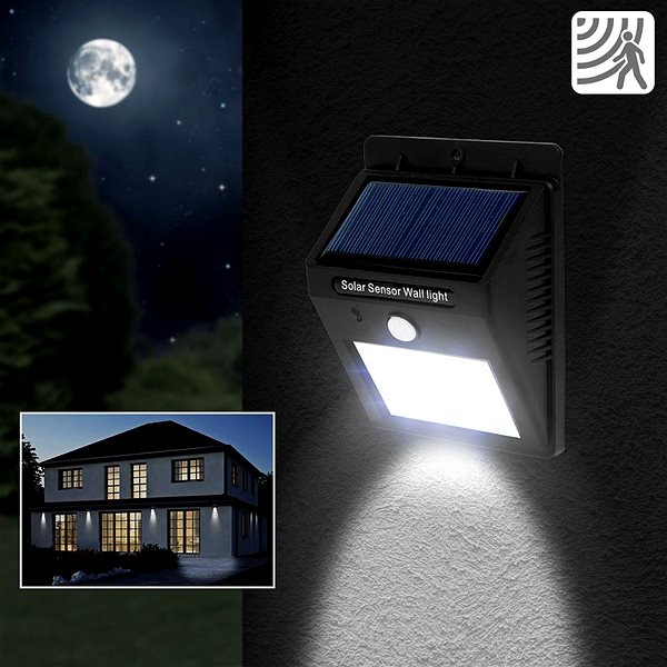 Záhradné osvetlenie Tectake 2 Vonkajšie nástenné svietidlá LED integrovaný solárny panel a detektor pohybu, čierna ...