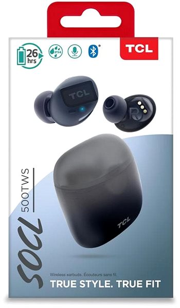 Wireless Headphones TCL SOCL500TWS Phantom Black Packaging/box