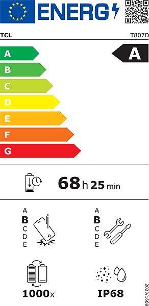 Mobiltelefon TCL NXTPAPER 70 Pro 8GB / 256GB Nebula Gold Energia címke