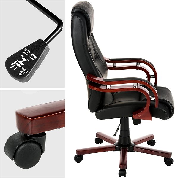 Office Armchair TECTAKE wooden armchair, black ...