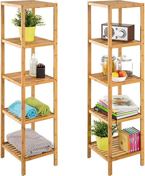 Shelving Unit TecTake Bamboo shelving rack 5 shelves, 33 × 33 × 141 cm ...
