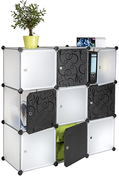 Shelving Unit TecTake Variable shelving system 9 boxes with doors 112 × 37 × 112 cm ...