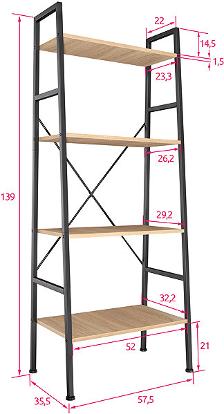 Shelving Unit TecTake Ladder rack Newcastle industrial 57,5 × 35,5 × 139 cm, brown ...