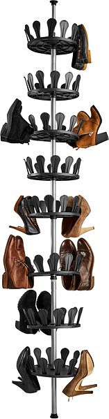 Botník Otočná skrinka na topánky 26,5 × 100 – 300 cm priestor pre 48 párov topánok čierna ...