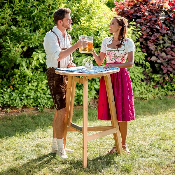 Barový stôl Barový stolík z masívu 79 × 110 cm hnedý ...