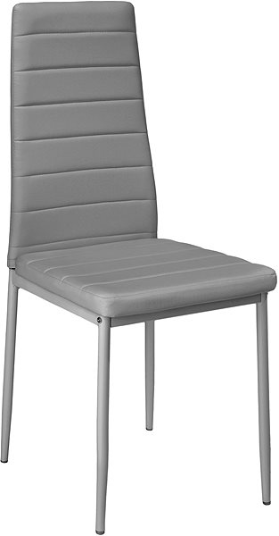 Jedálenská stolička 4× Jedálenská stolička, syntetická koža, sivá ...